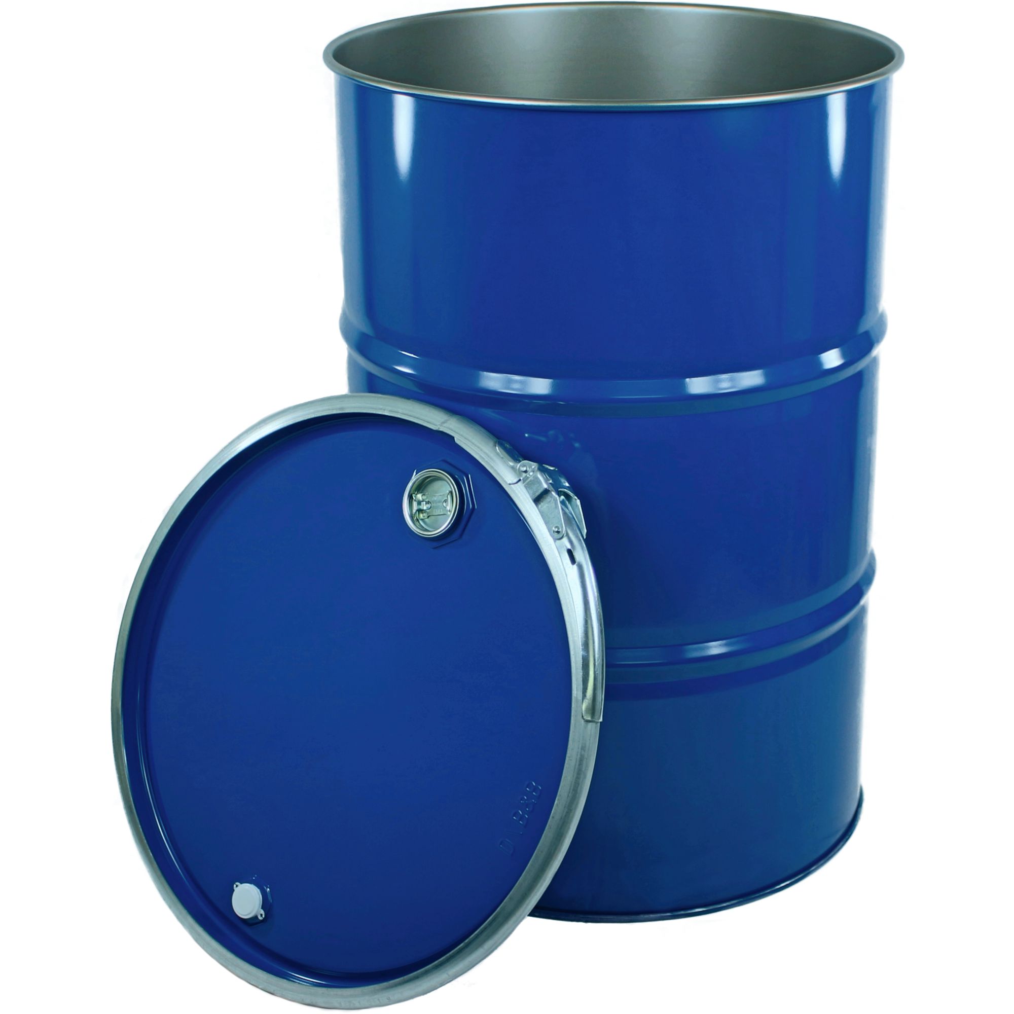 Stahl-Deckelspundfass 212 L, blau, Doppelzulassung