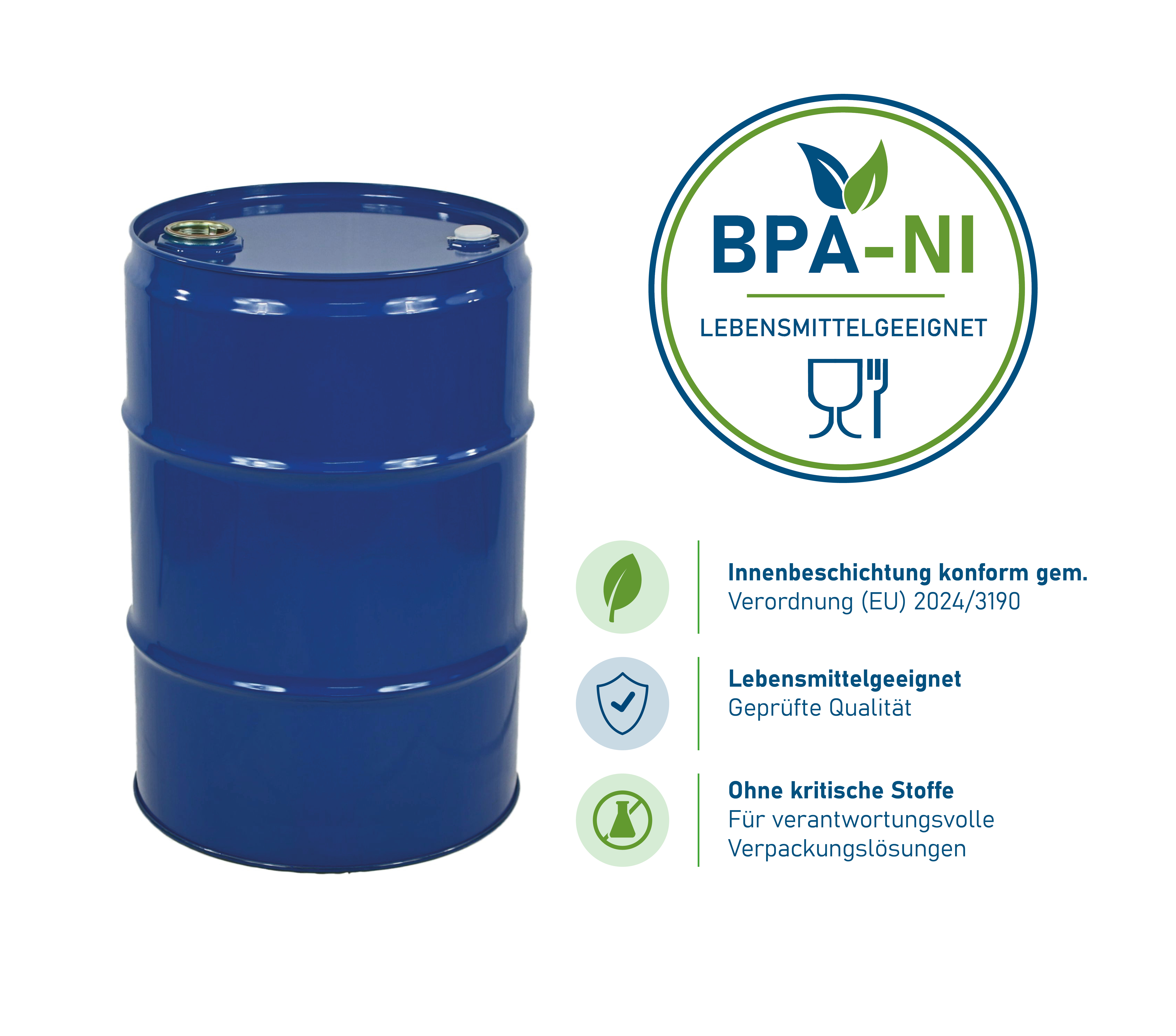 Flachkanne 60 L, innenlack./blau, UN-X, Lebensmittel (BPA-NI)