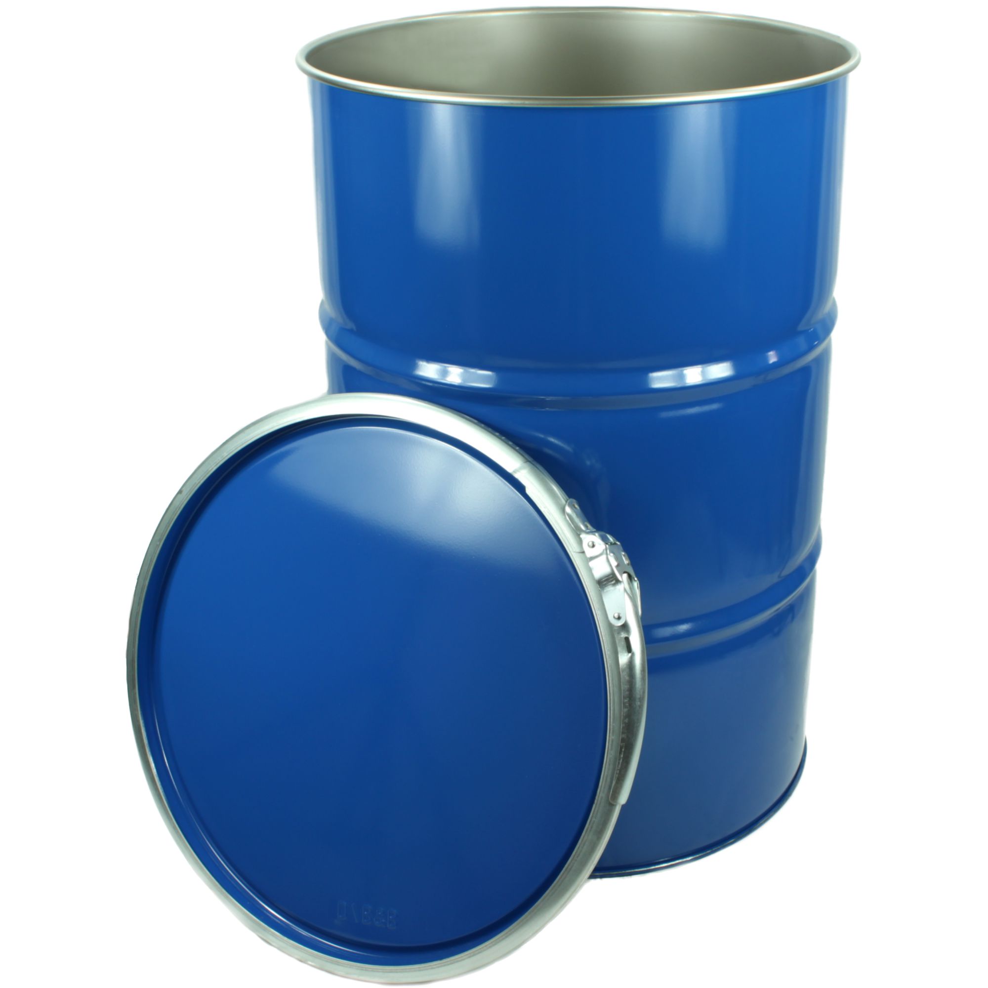 Stahl-Deckelfass 212 L, blank/blau, UN-Doppelzulassung