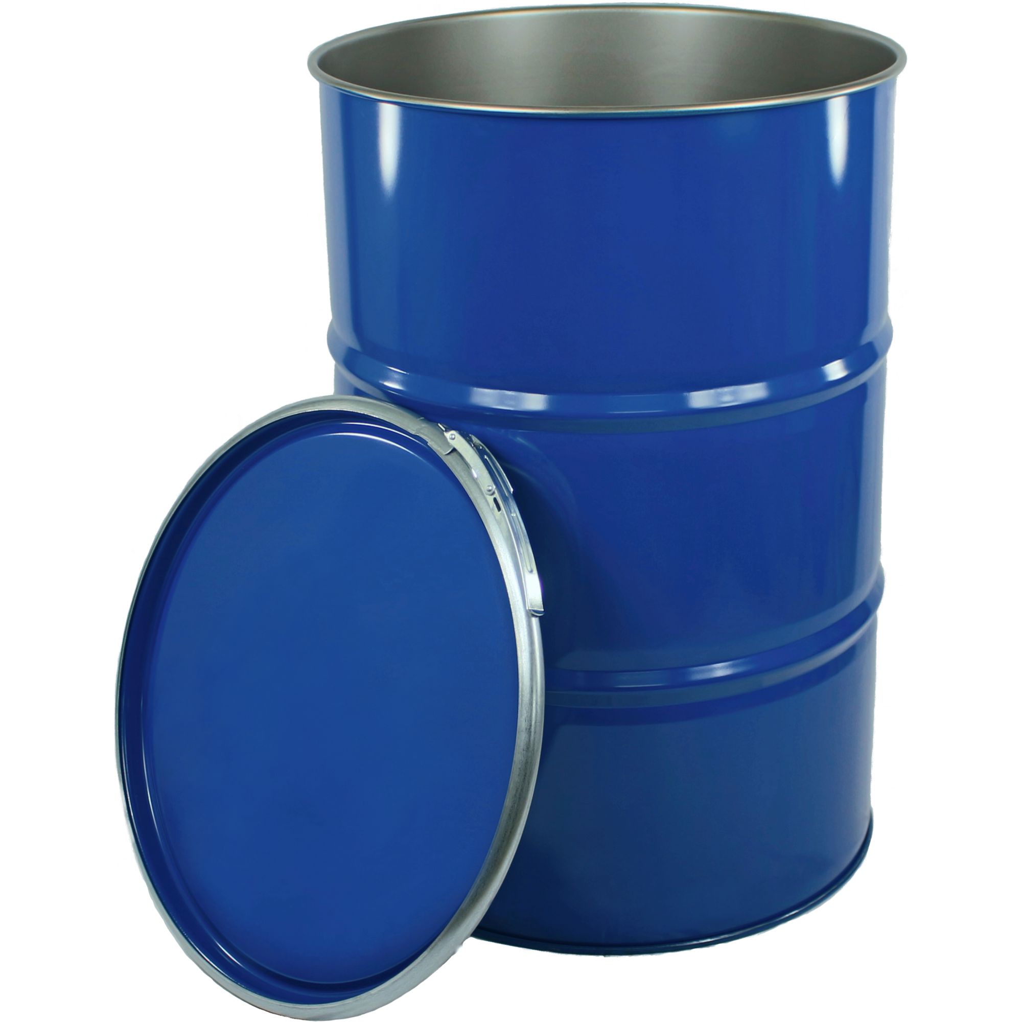 Stahl-Deckelfass 212 L, blank/blau, UN-X